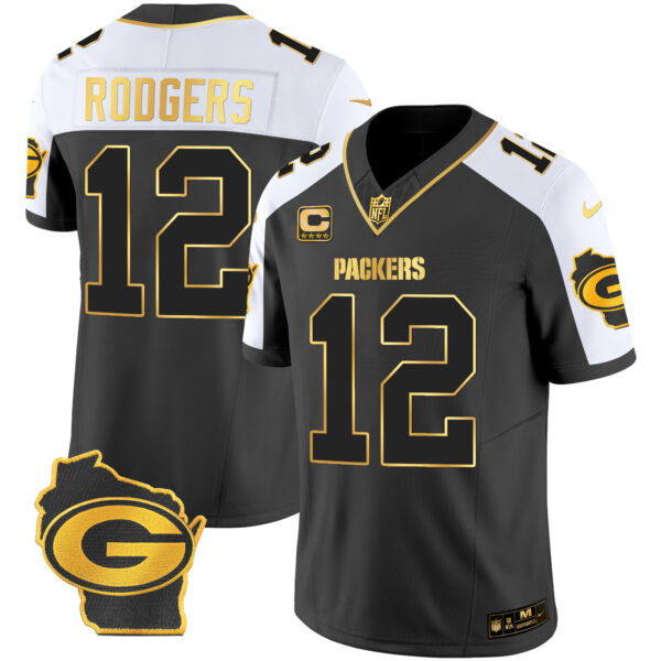 Men's Packers Home Patch Gold Vapor Jersey - All Stitched - Image 5