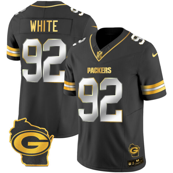 Men's Packers Home Patch Gold Vapor Jersey - All Stitched - Image 14