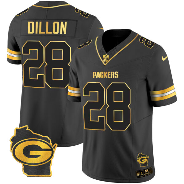 Men's Packers Home Patch Gold Vapor Jersey - All Stitched - Image 17