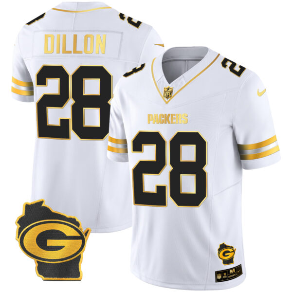 Men's Packers Home Patch Gold Vapor Jersey - All Stitched - Image 24