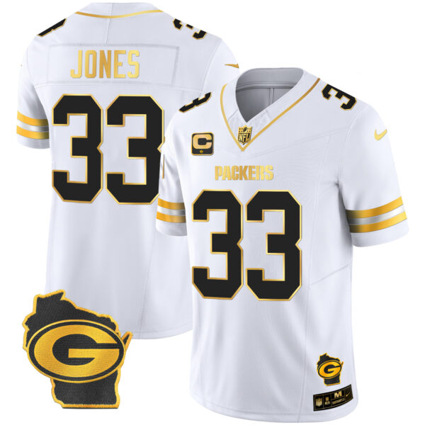 Men's Packers Home Patch Gold Vapor Jersey - All Stitched - Image 25