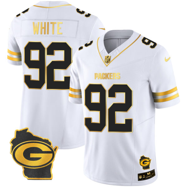 Men's Packers Home Patch Gold Vapor Jersey - All Stitched - Image 28