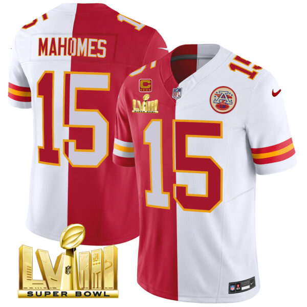 Men's Chiefs Super Bowl LVIII Gold Patch Vapor Jersey V4 - All Stitched - Image 29
