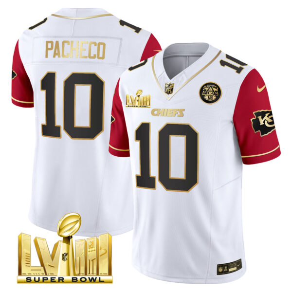 Men's Chiefs Super Bowl LVIII Gold Patch Vapor Jersey V4 - All Stitched - Image 39