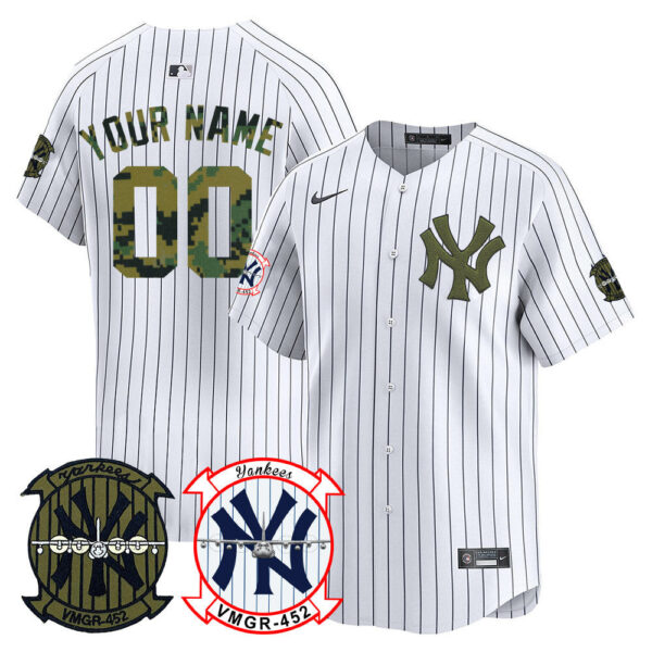 New York Yankees Woodland USMC Alternate Vapor Premier Limited Custom Jersey - All Stitched - Image 3