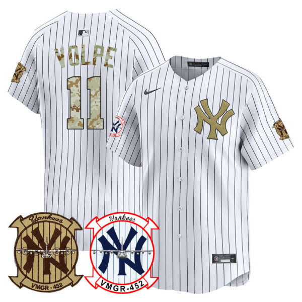 Men's New York Yankees Desert USMC Alternate Vapor Premier Limited Jersey - All Stitched - Image 16