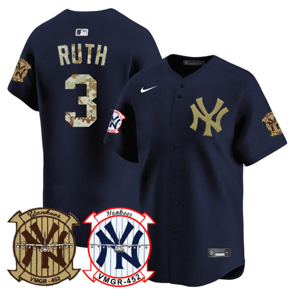 Men's New York Yankees Desert USMC Alternate Vapor Premier Limited Jersey - All Stitched - Image 31