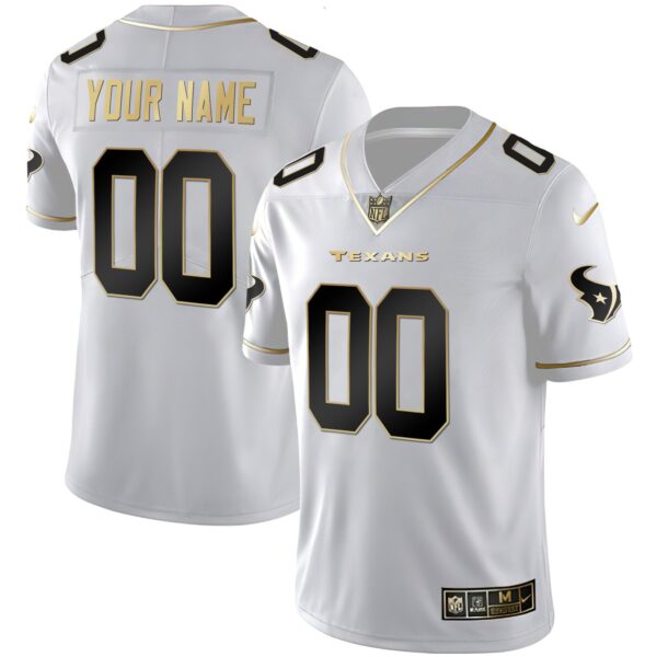 Houston Texans Black & White Gold Custom Jersey - All Stitched - Image 2