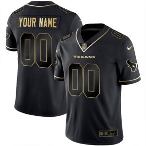 Houston Texans Black & White Gold Custom Jersey - All Stitched