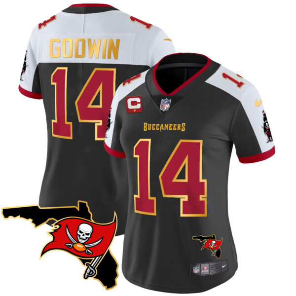 Women's Buccaneers Florida Patch Gold Trim Vapor Jersey - All Stitched - Image 3