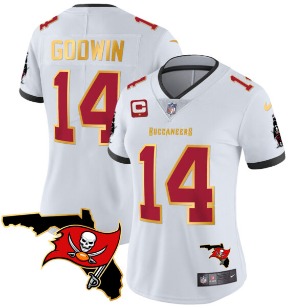 Women's Buccaneers Florida Patch Gold Trim Vapor Jersey - All Stitched - Image 24