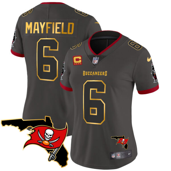 Women's Buccaneers Florida Patch Gold Trim Vapor Jersey - All Stitched - Image 32