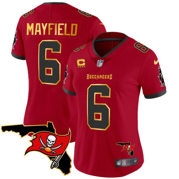 Women's Buccaneers Florida Patch Gold Trim Vapor Jersey - All Stitched - Image 18