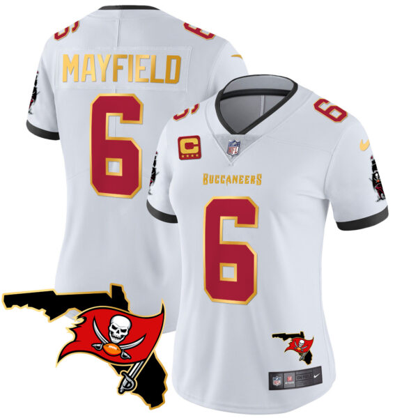 Women's Buccaneers Florida Patch Gold Trim Vapor Jersey - All Stitched - Image 25