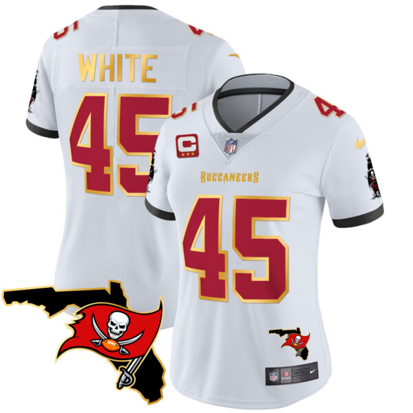 Women's Buccaneers Florida Patch Gold Trim Vapor Jersey - All Stitched - Image 28