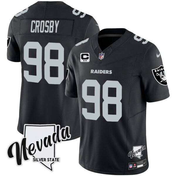 Men's Raiders Nevada Silver State Patch Vapor Jersey V2 - All Stitched - Image 9