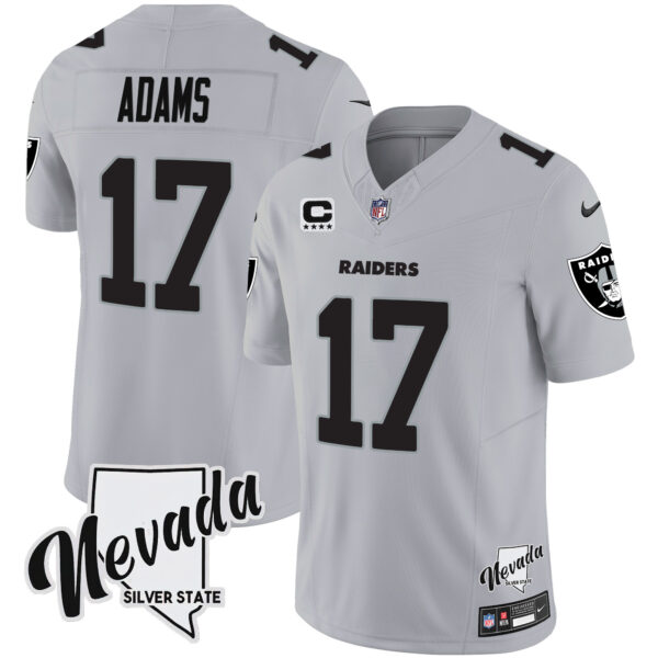 Men's Raiders Nevada Silver State Patch Vapor Jersey V2 - All Stitched - Image 22