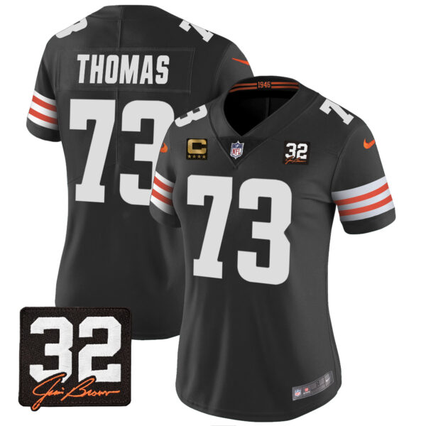 Women's Browns #32 Jim Brown Memorial Patch Jersey - All Stitched - Image 27