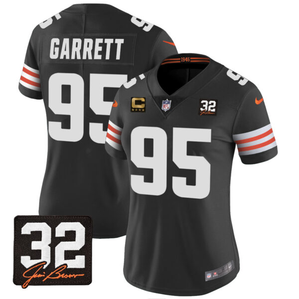 Women's Browns #32 Jim Brown Memorial Patch Jersey - All Stitched - Image 29