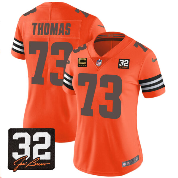 Women's Browns #32 Jim Brown Memorial Patch Jersey - All Stitched - Image 21
