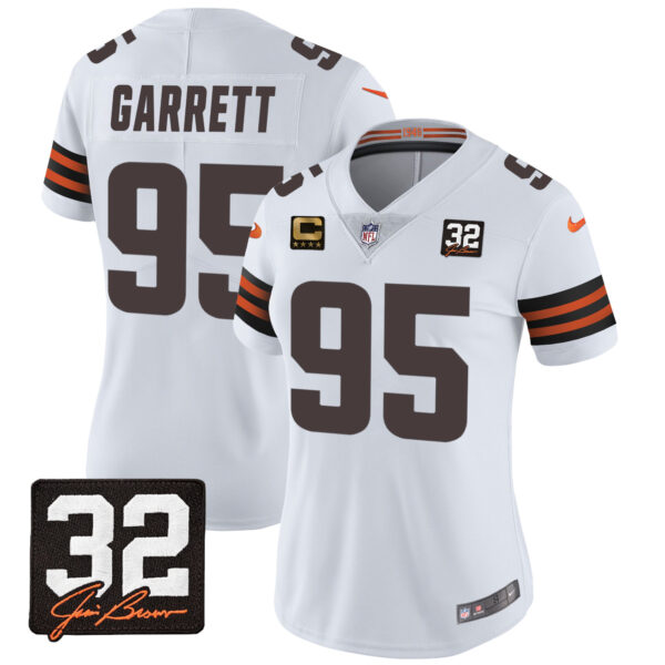 Women's Browns #32 Jim Brown Memorial Patch Jersey - All Stitched - Image 17