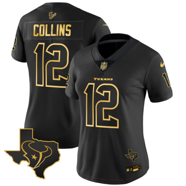 Women's Houston Texans Gold Vapor Limited Jersey - All Stitched - Image 10