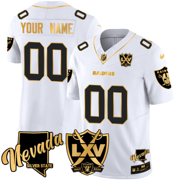 Raiders 2024 Gold Vapor Limited Custom Jersey - 65th Anniversary - All Stitched - Image 4