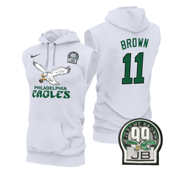 Men's Eagles Kelly Green Sleeveless Hoodie - All Stitched - Image 14