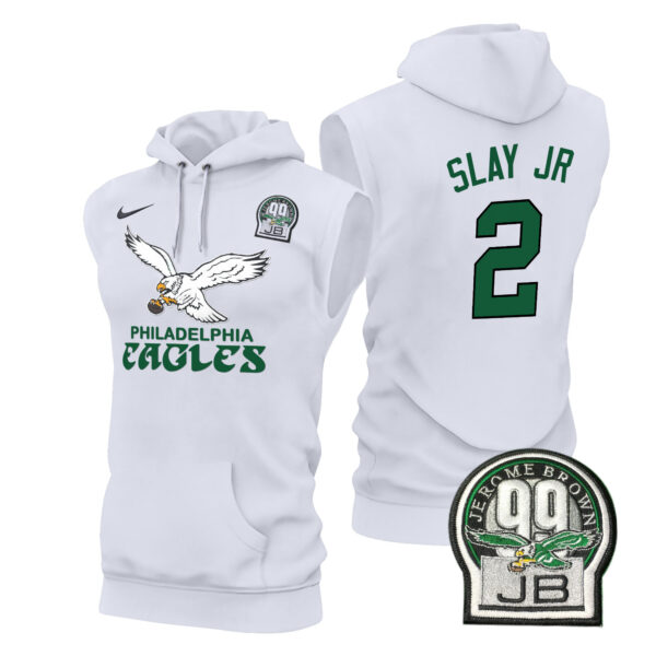 Men's Eagles Kelly Green Sleeveless Hoodie - All Stitched - Image 15