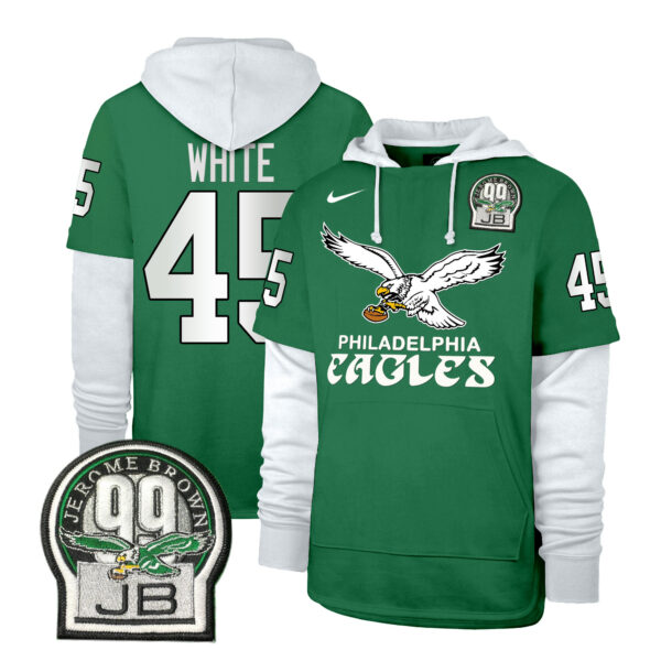 Men's Eagles Kelly Green Shortstop Pullover Hoodie - All Stitched - Image 3