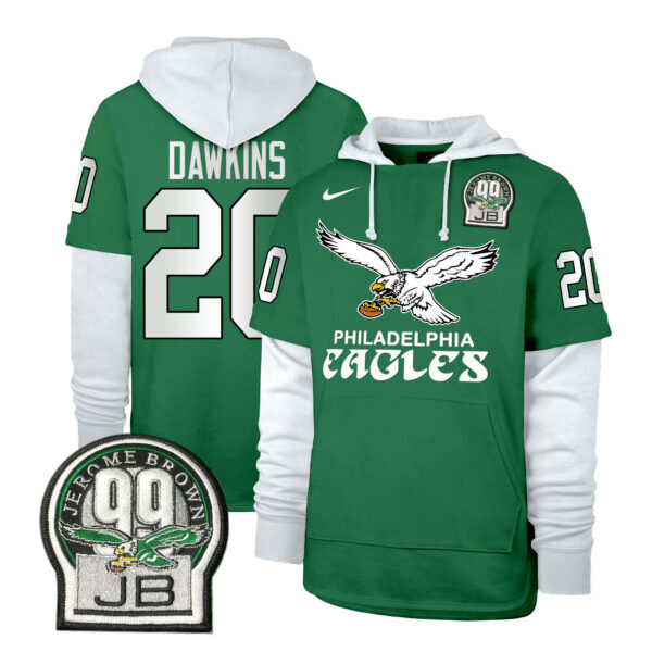 Men's Eagles Kelly Green Shortstop Pullover Hoodie - All Stitched - Image 5