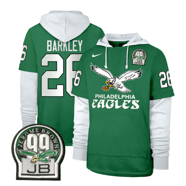Men's Eagles Kelly Green Shortstop Pullover Hoodie - All Stitched