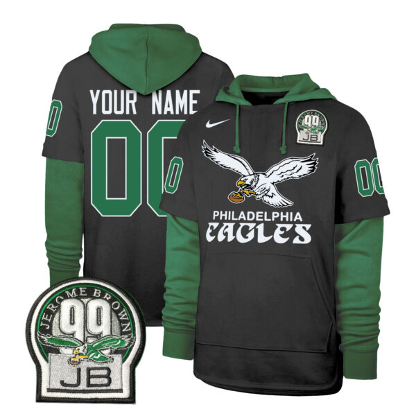 Eagles Kelly Green Custom Shortstop Pullover Hoodie - All Stitched - Image 3