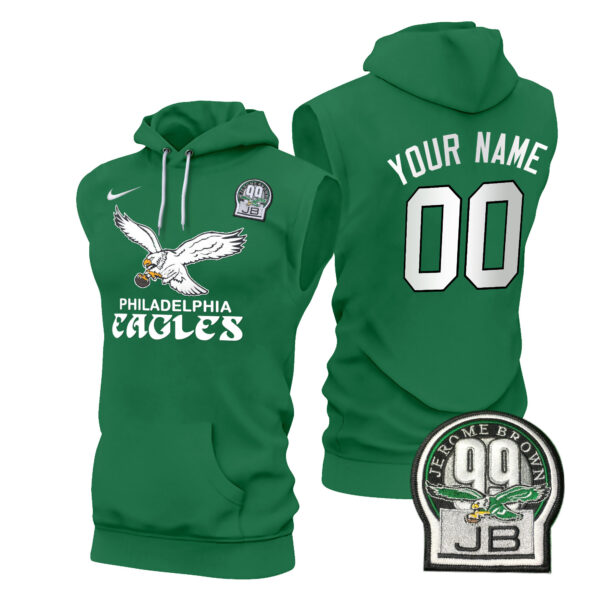 Eagles Kelly Green Custom Sleeveless Hoodie - All Stitched