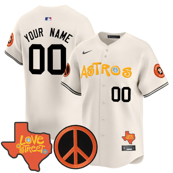 Astros Love Street & Peace Sign Patch Vapor Premier Limited Custom Jersey - All Stitched - Image 4