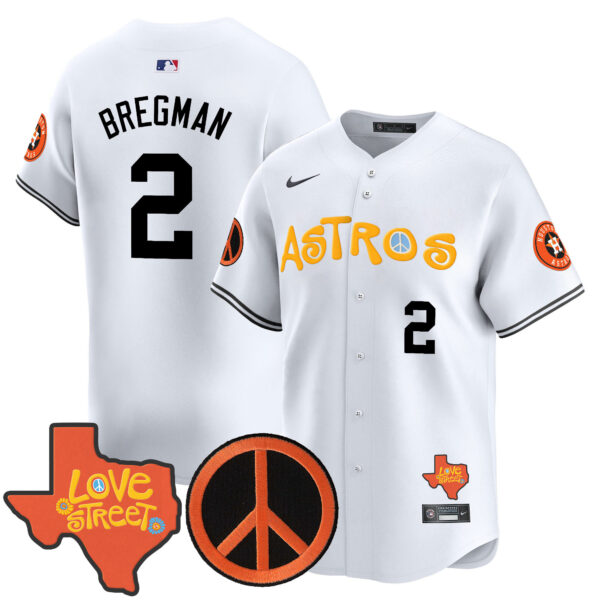 Men's Astros Love Street & Peace Sign Patch Vapor Premier Limited Jersey - All Stitched - Image 22