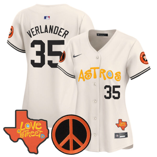 Women's Astros Love Street & Peace Sign Patch Vapor Premier Limited Jersey - All Stitched - Image 34