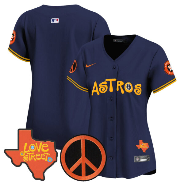 Women's Astros Love Street & Peace Sign Patch Vapor Premier Limited Jersey - All Stitched - Image 45