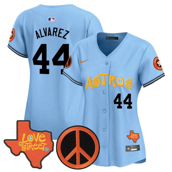 Women's Astros Love Street & Peace Sign Patch Vapor Premier Limited Jersey - All Stitched - Image 6