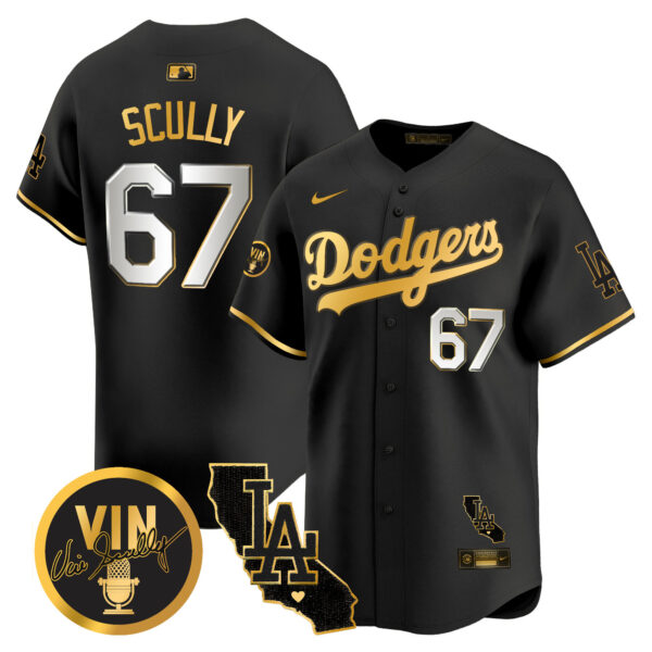 Men's Dodgers Vin & California Patch Gold Vapor Premier Limited Jersey - All Stitched - Image 5