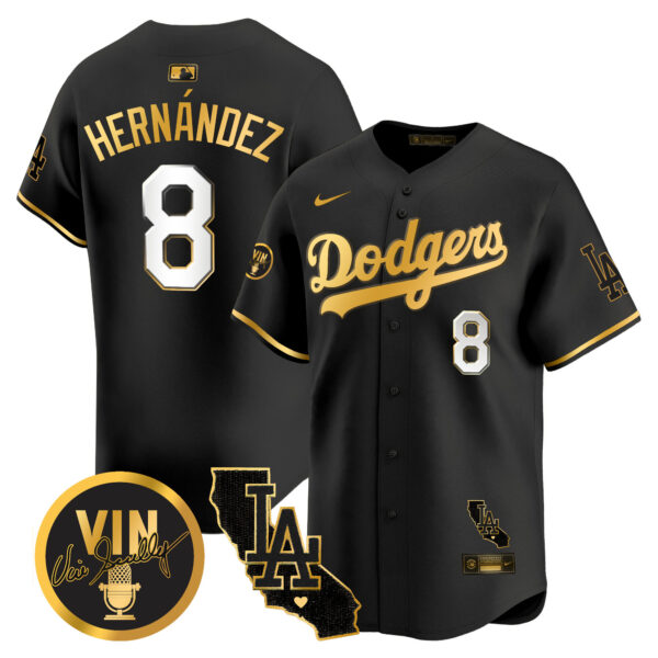 Men's Dodgers Vin & California Patch Gold Vapor Premier Limited Jersey - All Stitched - Image 6