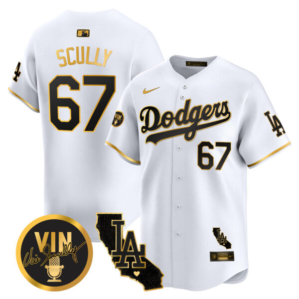 Men's Dodgers Vin & California Patch Gold Vapor Premier Limited Jersey - All Stitched - Image 15