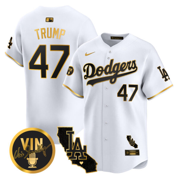 Men's Dodgers Vin & California Patch Gold Vapor Premier Limited Jersey - All Stitched - Image 18