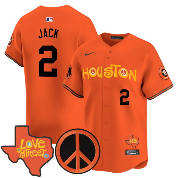 Men's Astros Love Street & Peace Sign Patch Vapor Premier Limited Jersey V2 - All Stitched - Image 11