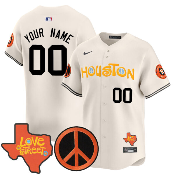 Astros Love Street & Peace Sign Patch Vapor Premier Limited Custom Jersey V2 - All Stitched - Image 4