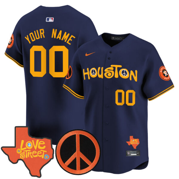 Astros Love Street & Peace Sign Patch Vapor Premier Limited Custom Jersey V2 - All Stitched - Image 5