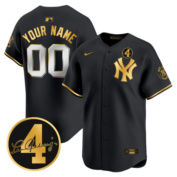 New York Yankees Lou Gehrig Patch Vapor Premier Limited Custom Jersey - All Stitched