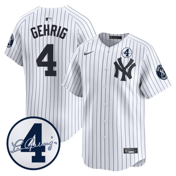 Men's New York Yankees Lou Gehrig Patch Vapor Premier Limited Jersey - All Stitched - Image 19