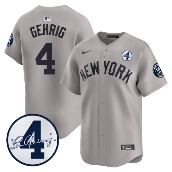 Men's New York Yankees Lou Gehrig Patch Vapor Premier Limited Jersey - All Stitched - Image 28