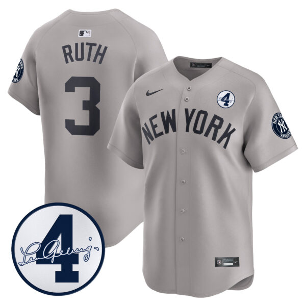 Men's New York Yankees Lou Gehrig Patch Vapor Premier Limited Jersey - All Stitched - Image 31